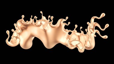 Altın sıçradı. 3d illüstrasyon, 3d canlandırma.