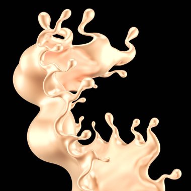 Altın sıçradı. 3d illüstrasyon, 3d canlandırma.