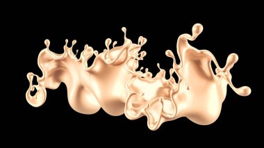 Altın sıçradı. 3d illüstrasyon, 3d canlandırma.