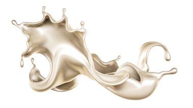 Bir tutam süt. 3d illüstrasyon, 3d canlandırma.