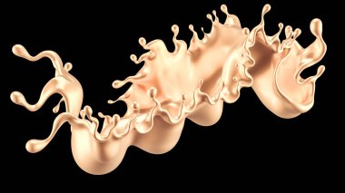 Altın sıçradı. 3d illüstrasyon, 3d canlandırma.