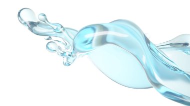Mavi bir damla su. 3d illüstrasyon, 3d canlandırma.