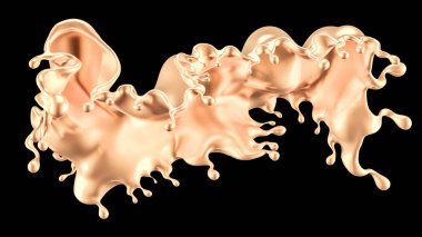 Altın sıçradı. 3d illüstrasyon, 3d canlandırma.