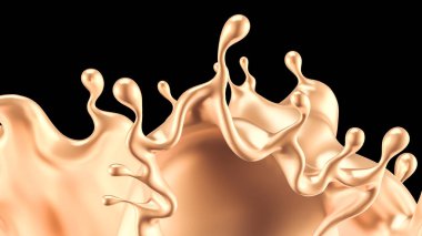 Altın sıçradı. 3d illüstrasyon, 3d canlandırma.