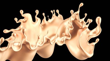 Altın sıçradı. 3d illüstrasyon, 3d canlandırma.