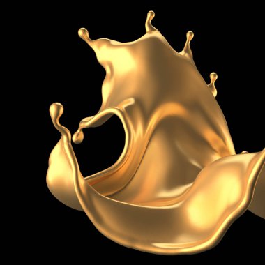 Şatafatlı, güzel altın kaplama. 3d illüstrasyon, 3d canlandırma.