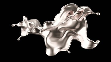 Şatafatlı bir gümüş sıçraması. 3d illüstrasyon, 3d canlandırma.