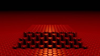 Kırmızı altıgen arka plan. 3d illüstrasyon, 3d canlandırma.