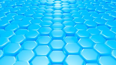 Mavi altıgen arka plan. 3d illüstrasyon, 3d canlandırma.