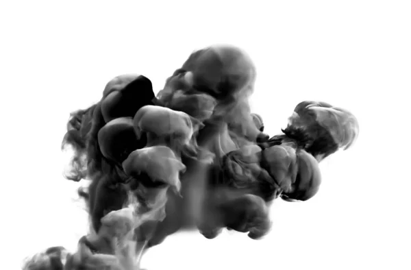 Humo gris negro sobre fondo blanco. ilustración 3d, 3d rend — Foto de Stock