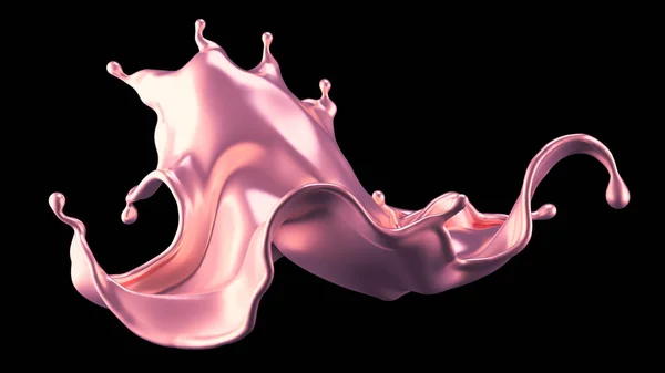 Luxusní krásný cákanec růžového zlata. 3D ilustrace, 3D vykreslení — Stock fotografie