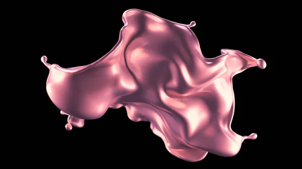 Luxe mooie splash van roze goud. 3d illustratie, 3d weergave — Stockfoto