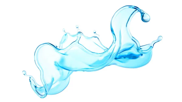 Belle éclaboussure d'eau bleue. Illustration 3d, rendu 3d . — Photo