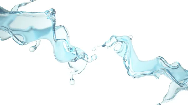 Ett blått stänk vatten. 3D-illustration, 3D-återgivning. — Stockfoto