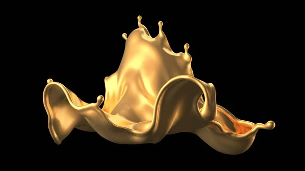 Luxury beautiful gold splash. 3d illustration, 3d rendering. — Stock Photo, Image