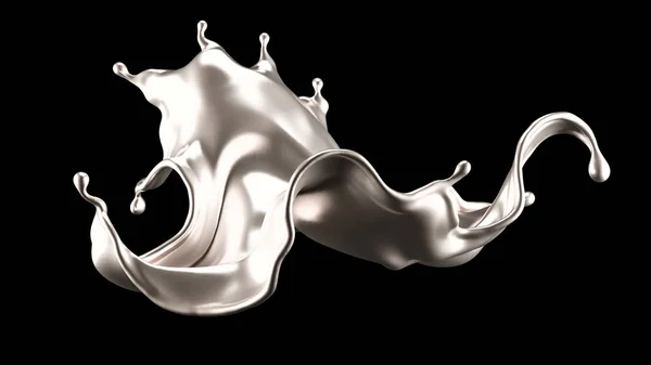 Luxusní cákanec stříbra. 3D ilustrace, 3D vykreslování. — Stock fotografie
