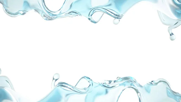 पानी का एक नीला स्प्लैश। 3 डी चित्रण, 3 डी रेंडरिंग . — स्टॉक फ़ोटो, इमेज