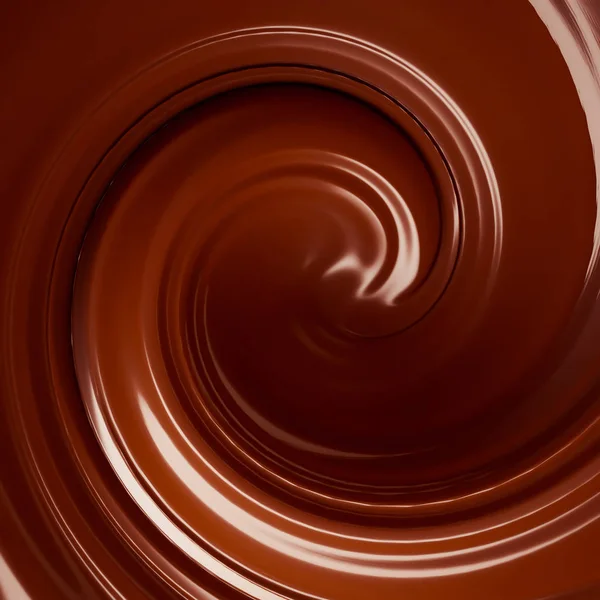 Splash, un flusso di cioccolato. Illustrazione 3d, rendering 3d . — Foto Stock