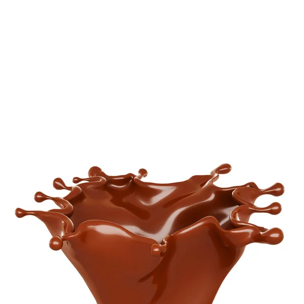 Kawałek czekolady mlecznej. Ilustracja 3D, renderowanie 3D. — Zdjęcie stockowe