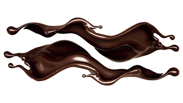 Un chorrito de chocolate negro. Ilustración 3d, representación 3d . —  Fotos de Stock