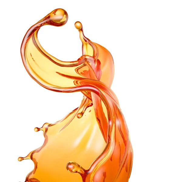 Een scheutje sinaasappelsap. 3d illustratie, 3d weergave. — Stockfoto