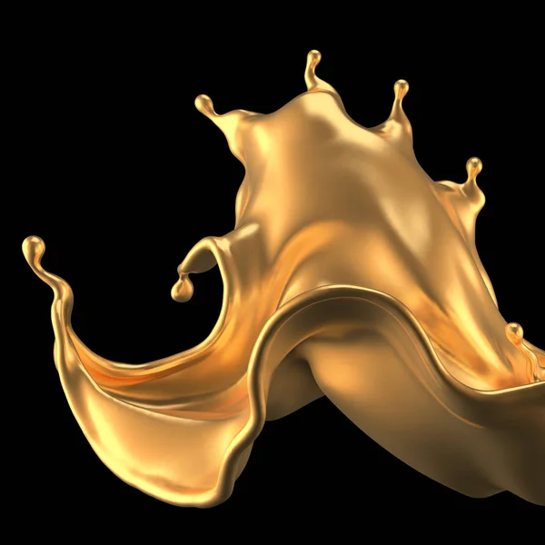 Luxury beautiful gold splash. 3d illustration, 3d rendering. — 스톡 사진