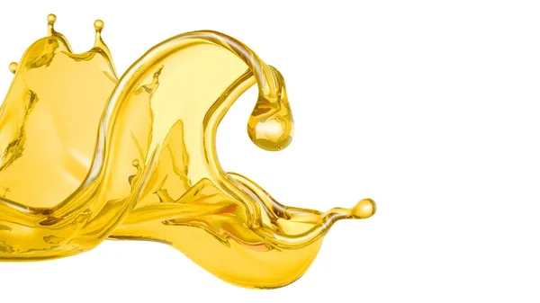 Un hermoso chorrito amarillo de aceite. Ilustración 3d, representación 3d . — Foto de Stock