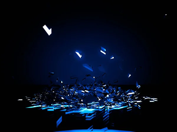 Beautiful fragments of glass splinters black background. 3d illu — 스톡 사진