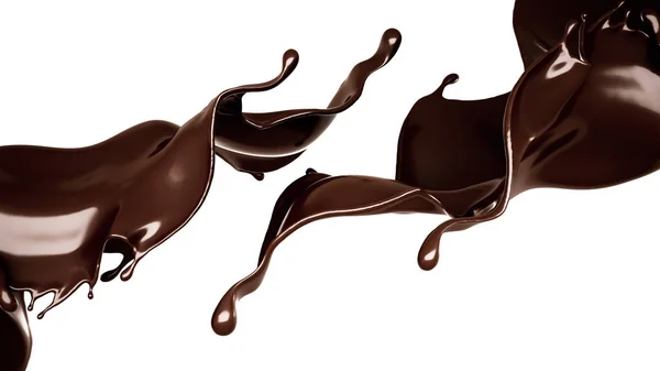 A splash of dark chocolate. 3d illustration, 3d rendering. — ストック写真