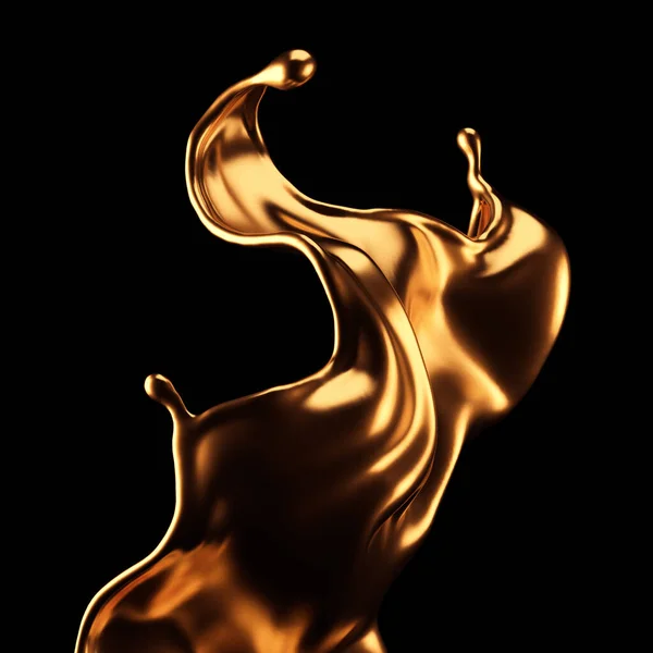 Luxury beautiful gold splash. 3d illustration, 3d rendering. — ストック写真