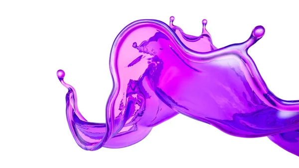 A beautiful magenta splash of liquid. 3d illustration, 3d rendering. — ストック写真