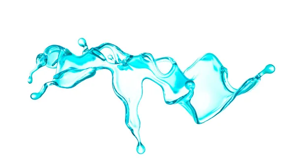 Een blauwe plons water. 3d illustratie, 3d weergave. — Stockfoto