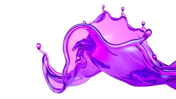 A beautiful magenta splash of liquid. 3d illustration, 3d rendering. — ストック写真