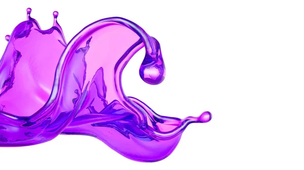 Una bella spruzzata di magenta liquida. Illustrazione 3d, rendering 3d . — Foto Stock