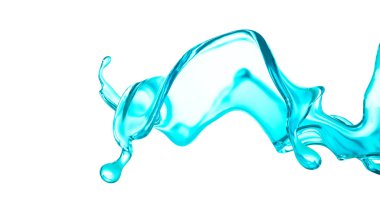 Mavi bir damla su. 3d illüstrasyon, 3d canlandırma.