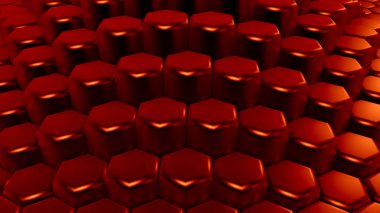 Kırmızı altıgen arka plan. 3d illüstrasyon, 3d canlandırma.