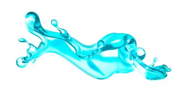 Mavi bir damla su. 3d illüstrasyon, 3d canlandırma.