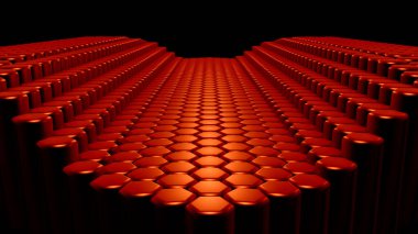 Kırmızı altıgen arka plan. 3d illüstrasyon, 3d canlandırma.