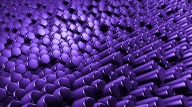 Mor altıgen arka plan. 3d illüstrasyon, 3d canlandırma.