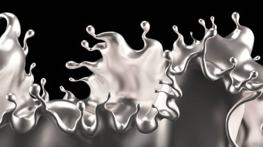Su gümüşü. 3d illüstrasyon, 3d canlandırma.