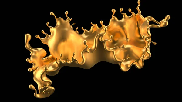 Splash gold. 3d illustration, 3d rendering. — Stock Photo, Image