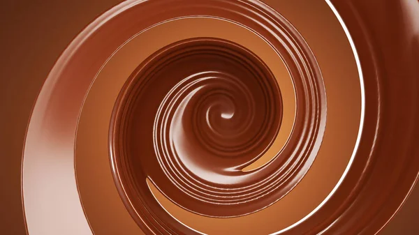 Splash, un flusso di cioccolato. Illustrazione 3d, rendering 3d . — Foto Stock