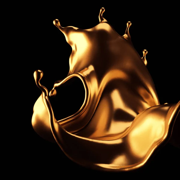 Luxusní krásné zlaté stříkance. 3D ilustrace, 3D vykreslování. — Stock fotografie