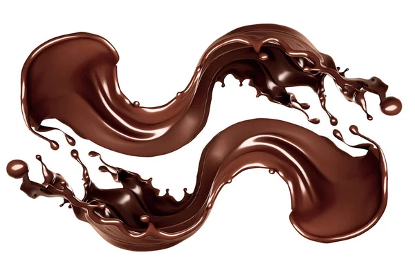Kawałek ciemnej czekolady. Ilustracja 3D, renderowanie 3D. — Zdjęcie stockowe