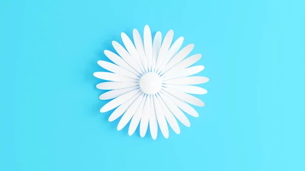 White paper flower on a blue background. 3d illustration, 3d rendering. — Stok fotoğraf