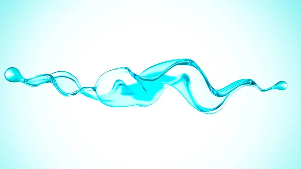 青い水のスプラッシュ。3Dイラスト, 3Dレンダリング. — ストック写真