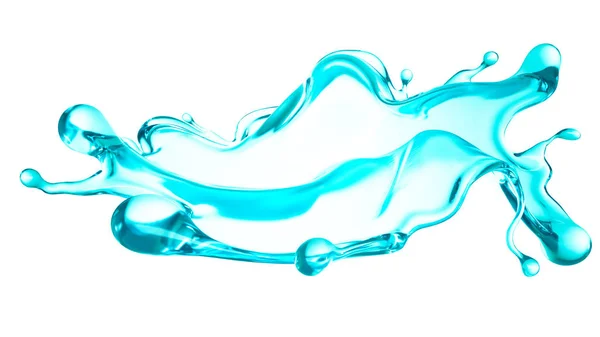 Une éclaboussure bleue d'eau. Illustration 3d, rendu 3d . — Photo