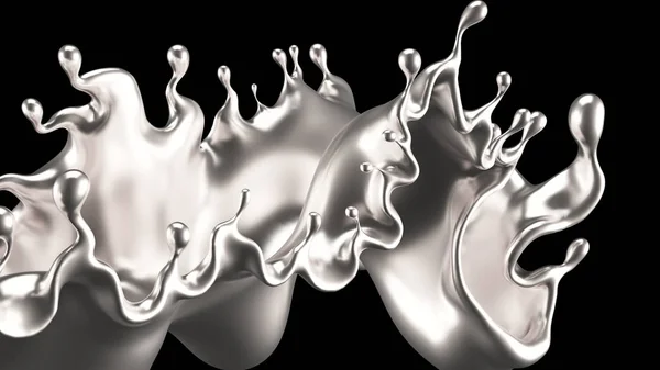 Splash silver. 3d illustration, 3d rendering. — ストック写真