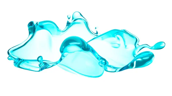 Une éclaboussure bleue d'eau. Illustration 3d, rendu 3d . — Photo