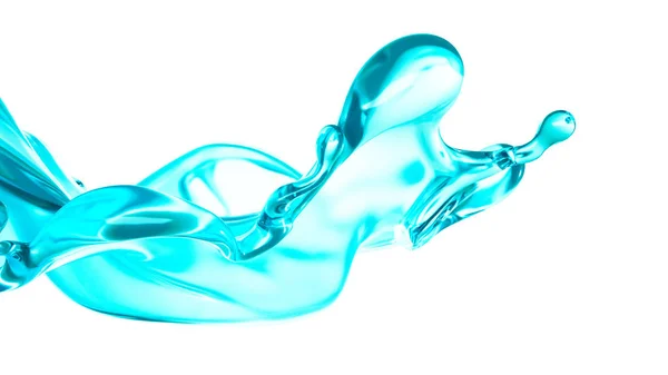 Ein blauer Spritzer Wasser. 3D Illustration, 3D Rendering. — Stockfoto